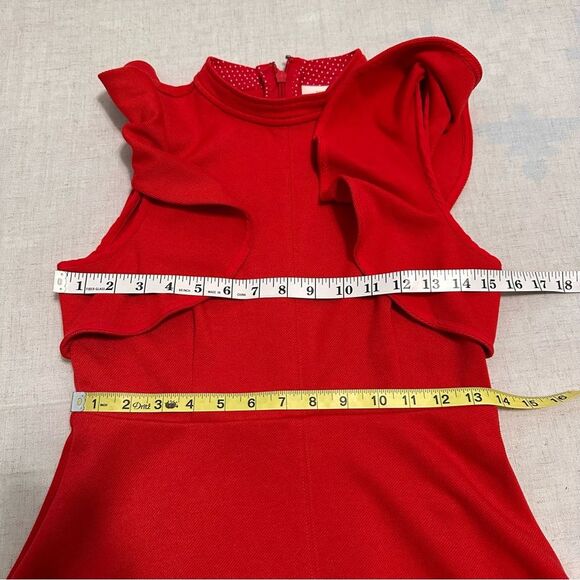 Anthropologie Maeve Deena Red Mock Neck Ruffle Flutter Sleeve Mini Dress XS - Picture 8 of 10